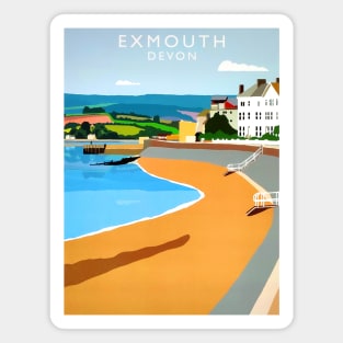 Exmouth beach UK, a 1950's style retro posterisation design Magnet